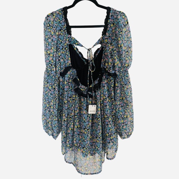 NWT FREE PEOPLE Pennie Babydoll Minidress in Green Combo - Picture 11 of 13